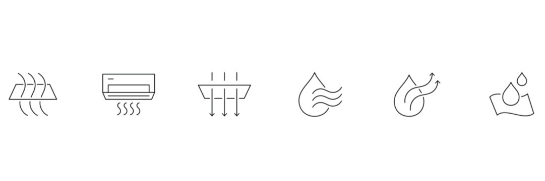 Air conditioning and ventilation line icon set vector illustration