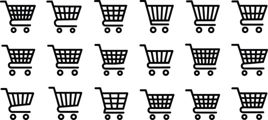Set of eighteen different shopping cart icons isolated on transparent background © md
