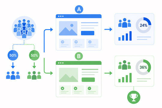 A B testing experiment marketing illustration