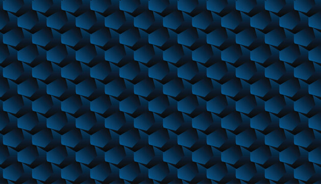 Dark Blue Tech 3D Hexagon Isometric Geometric Pattern Background