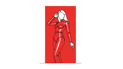 Woman in red 2D CAD Vector illustration stands confidently outdoors © Stock Image Paradise