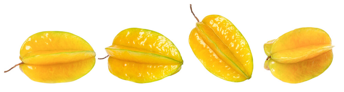 Set of carambola on transparent png background