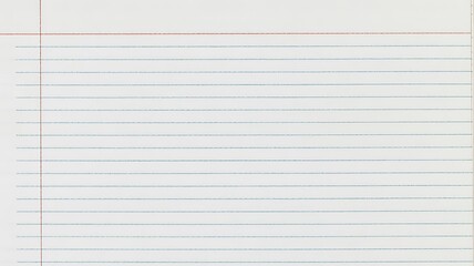 Fototapeta premium Lined paper, notebook sheet, blank page, white background