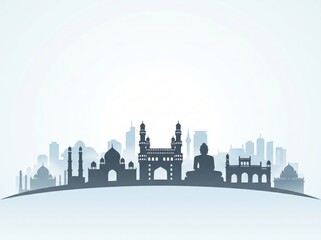 Naklejka na ściany i meble Telangana formation day background with monuments silhouettes.
