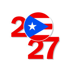 Obraz premium The New Year icon for Puerto Rico in 2027. Puerto Rico circle flag. Happy New Year 2027!