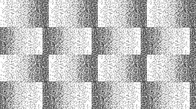 Brutal Checkered Retro Geometric Tile Structure Seamless Pattern Halftone Stippled Wallpaper. Tilted Motley Stripes Repetitive Abstract Background. Faded Gradient Texture. Textile Print Dotwork Vector