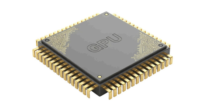 Minimal black silhouette icon, simple flat vector, bold black shape, no, no shading render of a computer gpu processor chip on a, flat icon style