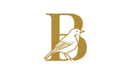 Golden letter B logo with perched bird detail. © ikk
