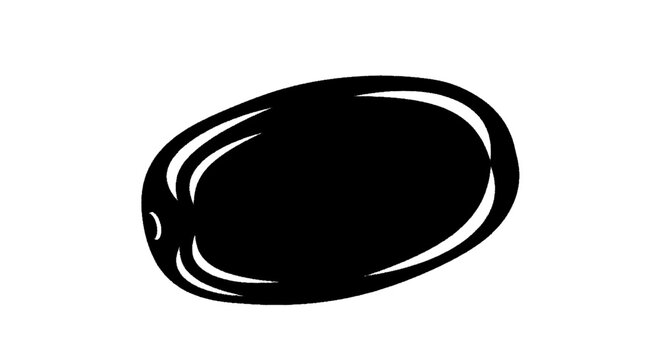 Minimal black silhouette icon, simple flat vector, bold black shape, no, no shading black oval shape with curved lines on a, flat icon style