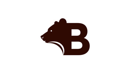 Brown bear head profile combined with letter B logo. © ikk
