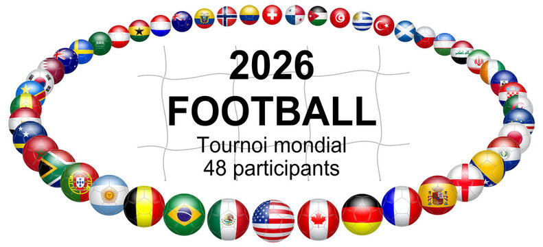 Ronde de ballons aux couleurs des pays participants au tournoi