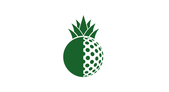 Creative pineapple logo combining fruit and golf ball textures.