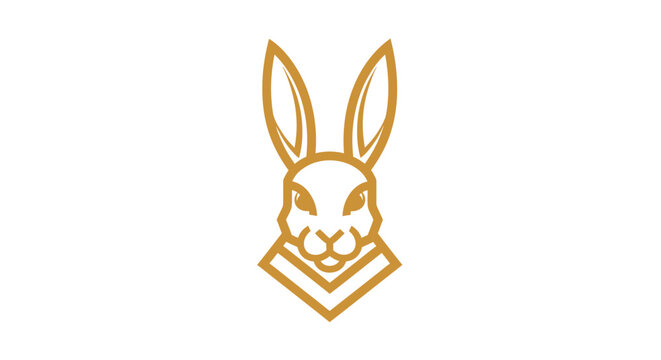 Elegant gold rabbit head outline logo design.