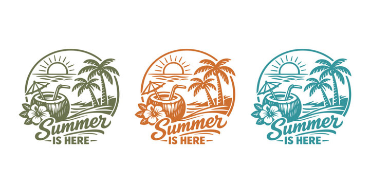 Summer vacation tropical beach logos