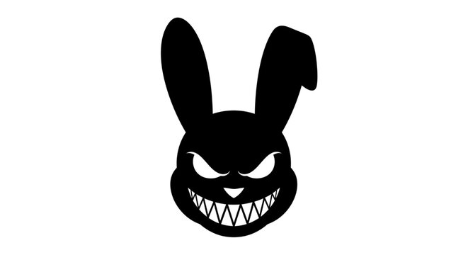 Evil rabbit mascot head with sharp jagged teeth.