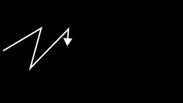 Abstract arrow business graph icon animation background. arrow rising transparent channel.Abstract arrow growth chart of economy icon White color animated down to up arrow animation