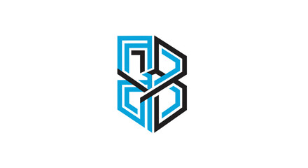 Modern geometric letter B logo with blue interlocking lines. © ikk