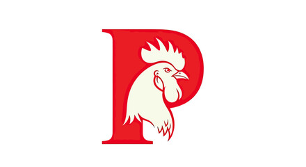 Letter P rooster head mascot logo design. © ikk