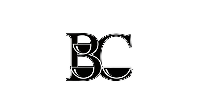 Luxury high fashion monogram logo with letters BC.