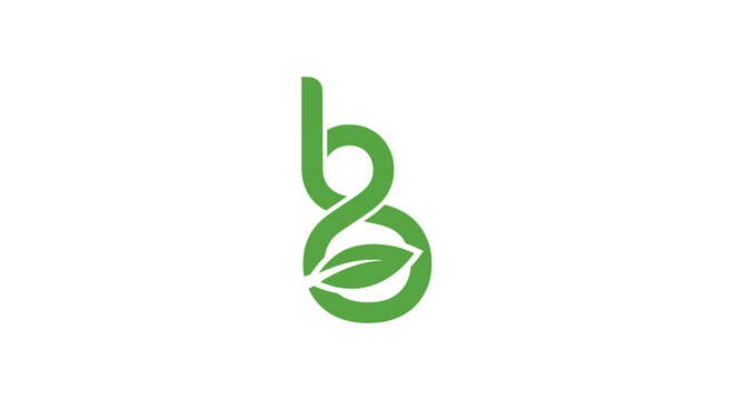 Lowercase letter b with leaf green logo icon