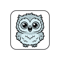 Obraz premium Cute Cartoon Owl Illustration - Adorable Baby Bird Character