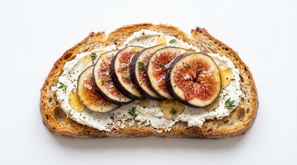 Fototapeta premium Goat cheese fig toast with honey drizzle