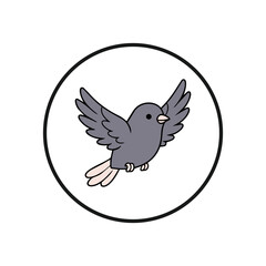 Fototapeta premium Cute cartoon bird flying inside a circle