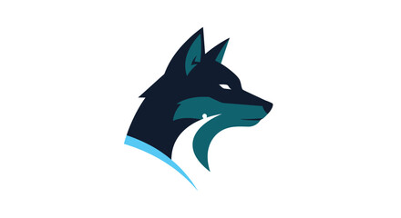 Modern navy and teal wolf head profile logo. © ikk