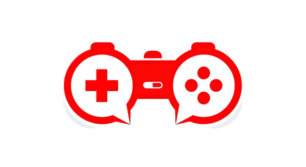 Red gaming controller icon isolated on white background. © ikk