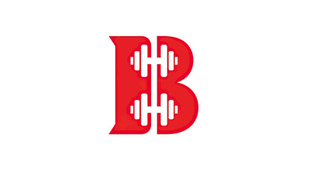 Red letter B with barbell fitness logo. © ikk
