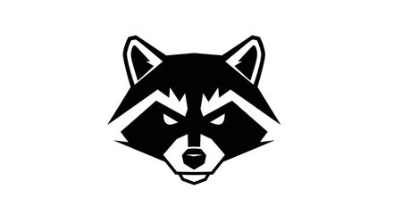 Stylized black and white raccoon head mascot logo icon. © ikk