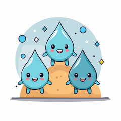 Fototapeta premium Cute Water Droplet Characters