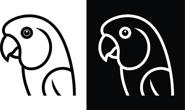 Minimalist parrot head icon vector illustration outline silhouette