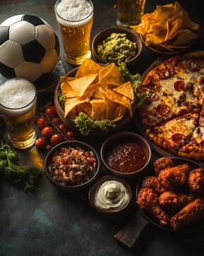 Fans enjoy food and drinks during world cup soccer event