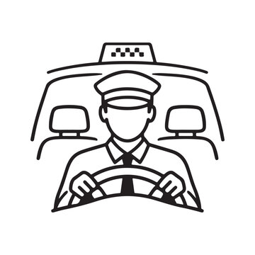 Chauffeur driving a car with passenger seats visible during a clear day isolated on white background