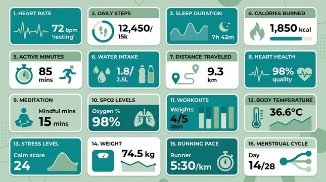 Bento Grid Health and Fitness UI Modules