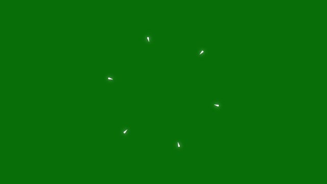 Fireworks Circles and Line Burst on green Screen background. Circle bursting, flat, vector, doodle style random explosion. Pop-up line animation movement of modern fireworks explosion. 4k video