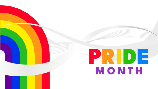 Pride month banner with rainbow -  vector illustration
