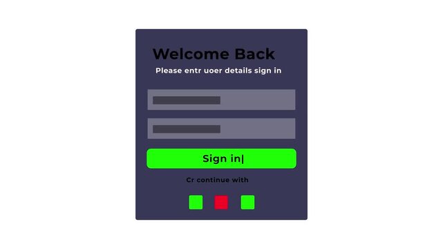 Sign In Form with Welcome Back Message and Green Sign In Button on Dark Background login user details