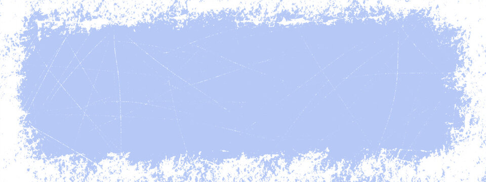 Frame ice texture with grunge overlay effect and scratchy background snowy. Grainy winter frozen with noise blue border and vector rink graphic. Element scratch frame with abstract frosty grunge.
