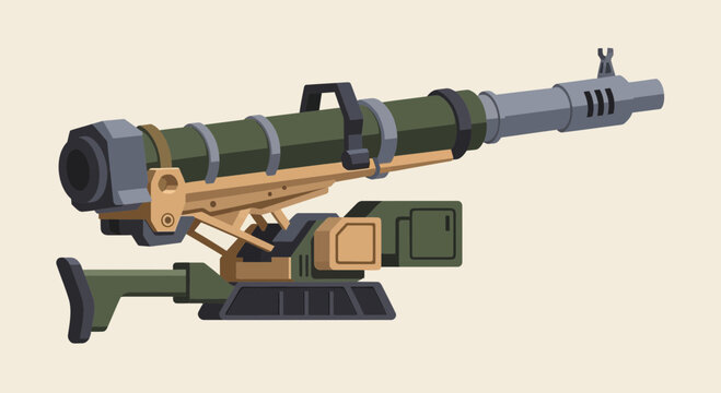 Cartoon Rocket Launcher Vector Illustration | Military Anti Tank Weapon Design