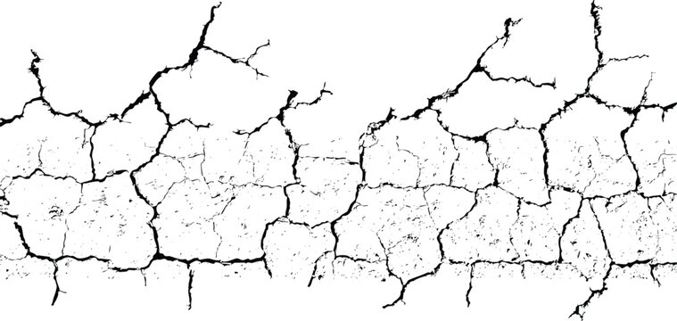 Abstract cracked white wall texture background. Dry earth grunge surface pattern. Distressed concrete backdrop for design and overlay use template art.