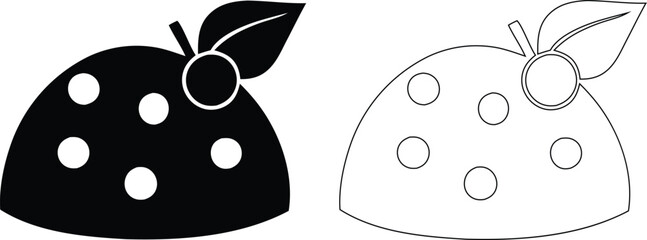 Black and white ladybug with spots and leaf detail keywords: ladybug, insect, bug, animal, nature, creature © SilhouetteStore