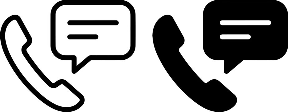 Phone call and message icon set