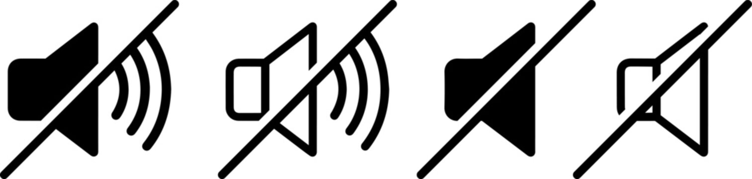 Set of mute icons with different styles
