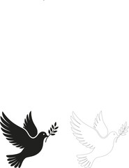 Fototapeta premium Dove with olive branch clipart symbol of peace and harmony