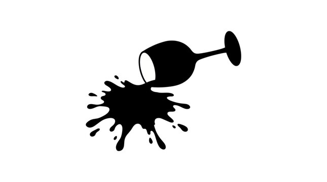 Spilled Wine Glass Silhouette Icon Representing Accidents and Messes