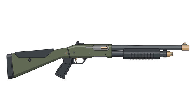 Rifle with green stock and barrel.
