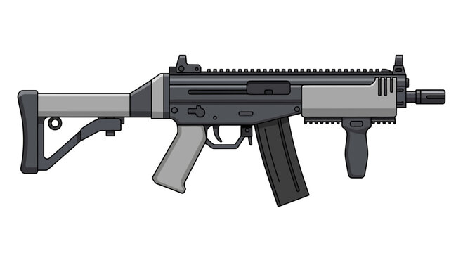 Modern assault rifle with magazine attached.