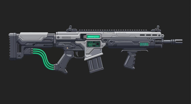 Modern Tactical Rifle with Green Accents.